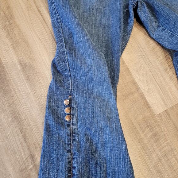 Vintage Y2K Venezia Womens Jeans Sz 14 Wide Leg Button Fly Flare Hong Kong Denim - Picture 3 of 7